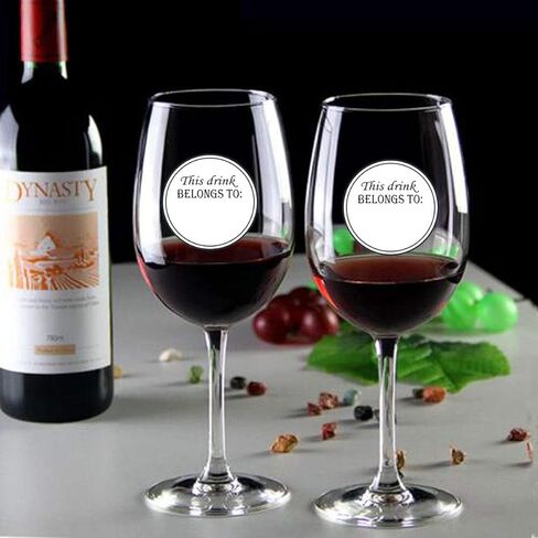 Drink Markers This Drink Belongs to Stickers - Removable Wine Glass Identification Tags - 500 Drink Stickers Cup Reusable Stickers for Wine Tasting Party Supplies, 2 inches Diameter (White) in Saudi Arabia