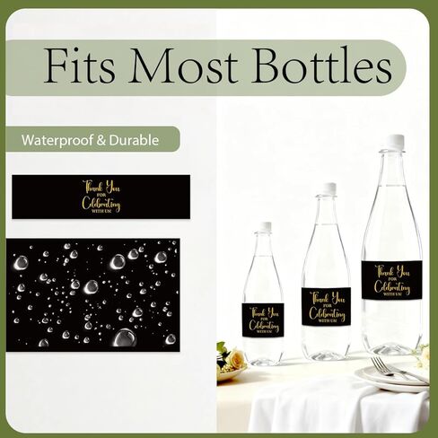 KongMoTree 100 Pcs Wedding Water Bottle Labels, Personalized Water Bottle Labels, Bridal Shower Bottles Sticker, Waters Bottles Label Sticker for Wedding Dinners Prom Engagement Anniversary Party in Saudi Arabia