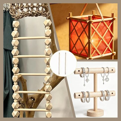 6 Pcs Wood Dowel Rods, 11.8 Inches Round Unfinished Hardwood Sticks, Wooden Dowels with Two Holes for Weaving Decoration, Quilt Wall Hanging and DIY Crafts in Saudi Arabia