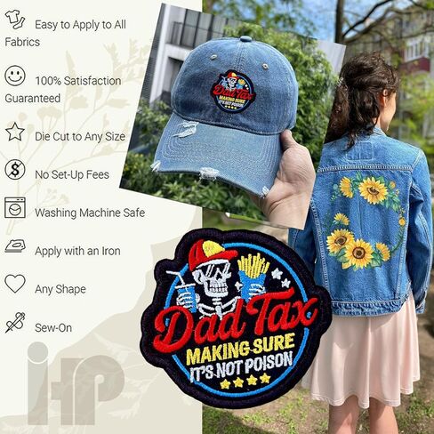 Dad Tax Making Sure It's Not Poison Patch 3 Inch Funny Dad Joke Humor Embroidered Patches Sew On Iron On for Backpack, Jacket, Hat DIY Uniform Clothes Gift for Men Women Kid in Kuwait