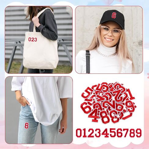40 Pcs Red Iron on Patches Numbers 0 to 9 Patches Iron on Embroidered Numbers for Clothing, Hats, Shoes, Backpacks, Handbags, Jeans, Jackets etc.DIY Accessories in Kuwait