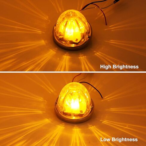2Pcs Glass Watermelon Lights Clear Lens Amber LED Side Marker Turn Signal Lights with Stainless Steel Bezel Replacement for Kenworth Peterbilt Freightliner Trucks ATV Motorcycle in Saudi Arabia