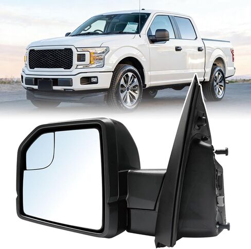 استبدال المرآة الجانبية للسائق مناسب لملحقات Ford F150 2015-2020، مجموعة مرآة الجانب الأيسر، زجاج الطاقة، طي يدوي، بدون ضوء إشارة، غير مسخن (3 دبابيس) يستبدل: ‎FL3Z17683AK in Kuwait