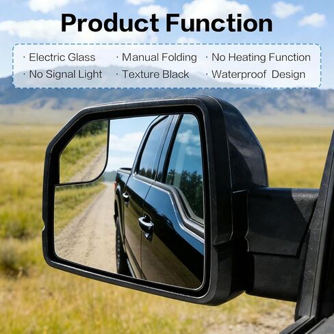 استبدال المرآة الجانبية للسائق مناسب لملحقات Ford F150 2015-2020، مجموعة مرآة الجانب الأيسر، زجاج الطاقة، طي يدوي، بدون ضوء إشارة، غير مسخن (3 دبابيس) يستبدل: ‎FL3Z17683AK in Kuwait