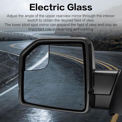 استبدال المرآة الجانبية للسائق مناسب لملحقات Ford F150 2015-2020، مجموعة مرآة الجانب الأيسر، زجاج الطاقة، طي يدوي، بدون ضوء إشارة، غير مسخن (3 دبابيس) يستبدل: ‎FL3Z17683AK in Kuwait