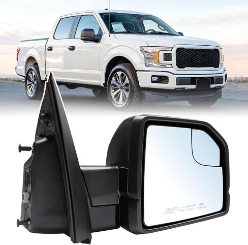 استبدال المرآة الجانبية للسائق مناسب لملحقات Ford F150 2015-2020، مجموعة مرآة الجانب الأيسر، زجاج الطاقة، طي يدوي، بدون ضوء إشارة، غير مسخن (3 دبابيس) يستبدل: ‎FL3Z17683AK in Kuwait