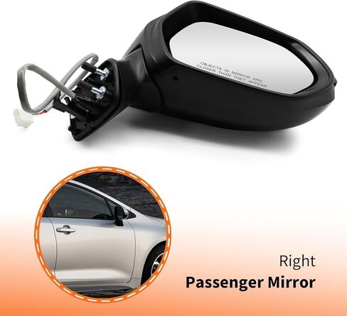 Right Passenger Side Mirror Assembly Compatible with Corolla 2020 2021 2022 Non-Heated Manual Folding and Power Paint to Match Replaces 8791002916PFM (3Pins) in Kuwait