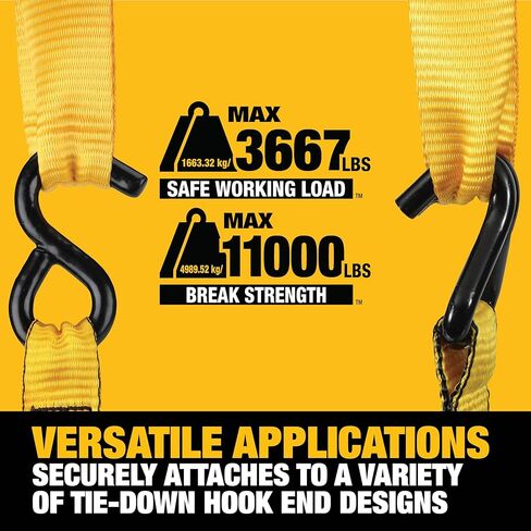 DEWALT DXBC80002 أسود/أصفر حلقات ناعمة فاخرة مقاس 1.7 بوصة × 18 بوصة - دعامة حمل شديدة التحمل (قوة كسر 11.000 رطل)، 4 عبوات in Kuwait