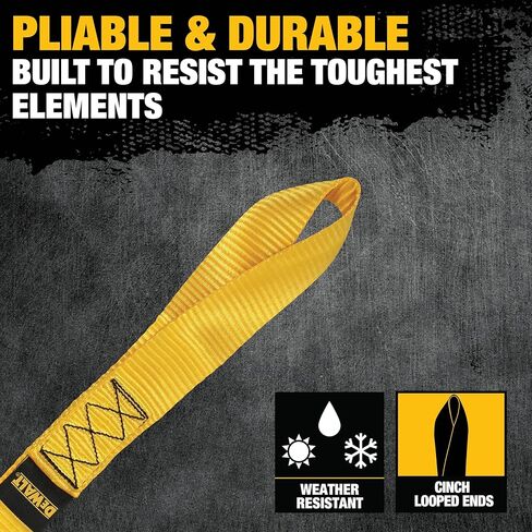 DEWALT DXBC80002 أسود/أصفر حلقات ناعمة فاخرة مقاس 1.7 بوصة × 18 بوصة - دعامة حمل شديدة التحمل (قوة كسر 11.000 رطل)، 4 عبوات in Kuwait