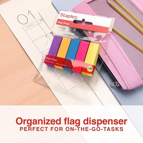 Staples Page Flags, 0.5", Assorted Colors, 500 Flags – Sticky Index Tabs for Marking, Highlighting & Organization in Kuwait