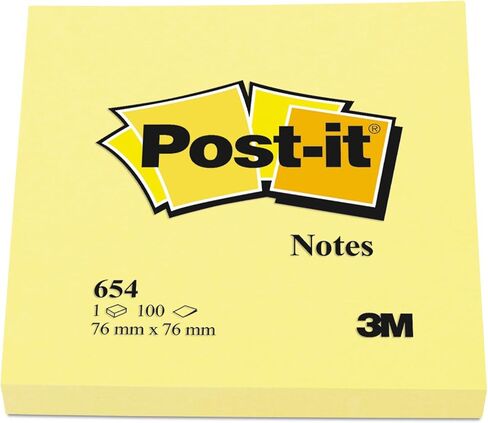 Post-it Notes, 3 inches by 3 inches, Canary Yellow, 100-Sheet Pads in 12-Count Packages (Pack of 2) in Kuwait