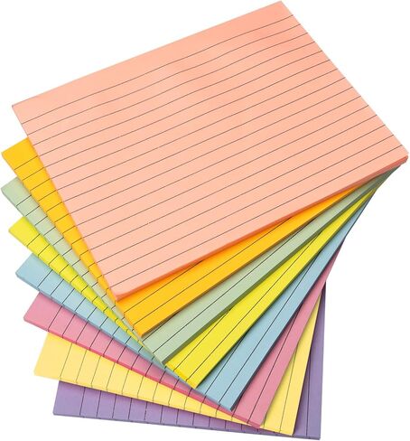8 Pack Lined Sticky Notes 8x6 in,Large Ruled Post Stickies,400 Sheets Bright Colors Self Sticky Super Power Memo Pads Strong Adhesive for Home,Office,School,50 Sheets/pad in Saudi Arabia