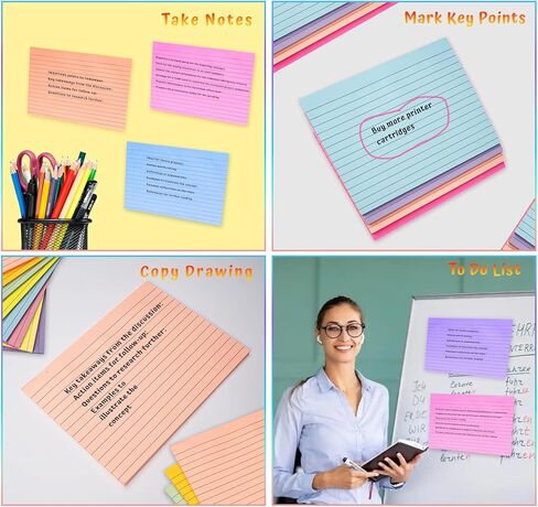 8 Pack Lined Sticky Notes 8x6 in,Large Ruled Post Stickies,400 Sheets Bright Colors Self Sticky Super Power Memo Pads Strong Adhesive for Home,Office,School,50 Sheets/pad in Saudi Arabia