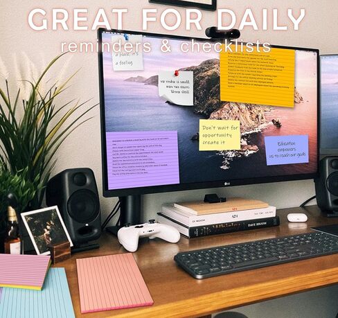 8 Pack Lined Sticky Notes 8x6 in,Large Ruled Post Stickies,400 Sheets Bright Colors Self Sticky Super Power Memo Pads Strong Adhesive for Home,Office,School,50 Sheets/pad in Saudi Arabia