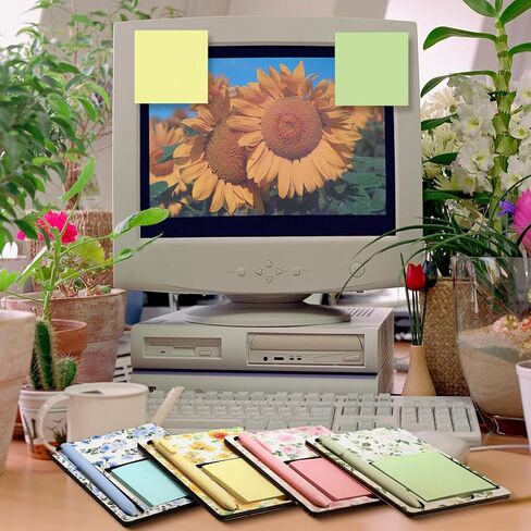 36 Pcs Flowers Wooden Sticky Note Holder Set Gifts for Church Gift for Mom/Graduation Gift for Teacher with Notes and Ballpoint Pens Floral Sticky Notes Notepad Holder Thank You for Employee in Saudi Arabia