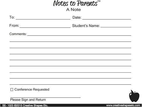 SHAPES ETC. 4.25 x 5.5in Blank Note Notes to Parents, 50 Two-Part Carbonless Forms, Notes Home, Student Progress Reports, Teacher-Parent Communication, Learning Aid, Made in USA in Kuwait