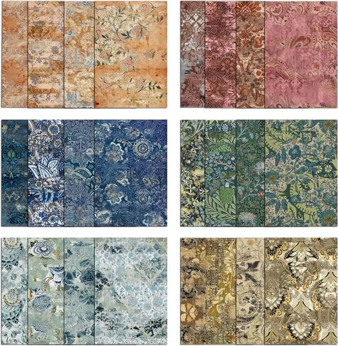 120Pcs Baroque Ruins Vintage Scrapbook Paper, 6.7x9.8 Inch Antique Single Side Printed Craft Paper, 6 Retro Designs (20 Sheets Each) for DIY Card Making, Journaling, Photo Album & Decoration in Kuwait