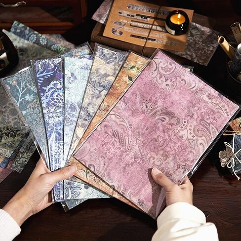 120Pcs Baroque Ruins Vintage Scrapbook Paper, 6.7x9.8 Inch Antique Single Side Printed Craft Paper, 6 Retro Designs (20 Sheets Each) for DIY Card Making, Journaling, Photo Album & Decoration in Kuwait