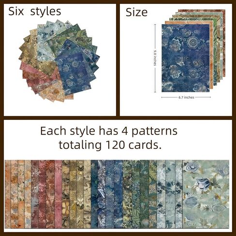 120Pcs Baroque Ruins Vintage Scrapbook Paper, 6.7x9.8 Inch Antique Single Side Printed Craft Paper, 6 Retro Designs (20 Sheets Each) for DIY Card Making, Journaling, Photo Album & Decoration in Kuwait
