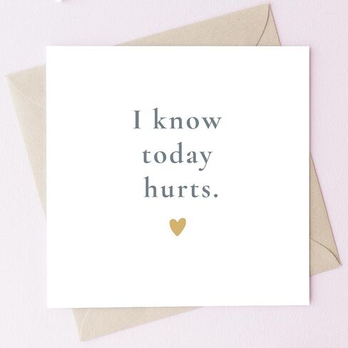 TEEMI-I Know Today Hurts – Minimalist Encouragement Card for Grief, Loss, Depression Support – Blank Inside with Free Comfort Stickers in Saudi Arabia
