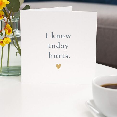 TEEMI-I Know Today Hurts – Minimalist Encouragement Card for Grief, Loss, Depression Support – Blank Inside with Free Comfort Stickers in Saudi Arabia