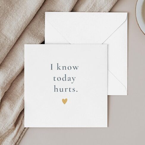 TEEMI-I Know Today Hurts – Minimalist Encouragement Card for Grief, Loss, Depression Support – Blank Inside with Free Comfort Stickers in Saudi Arabia
