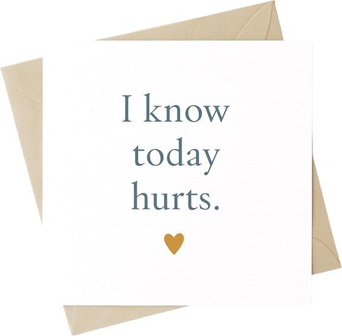 TEEMI-I Know Today Hurts – Minimalist Encouragement Card for Grief, Loss, Depression Support – Blank Inside with Free Comfort Stickers in Saudi Arabia