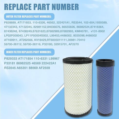 Air Filter P828889 P829333 Compatible with Donaldson John Deere Caterpillar Cat Backhoe Wix Case and Baldwin AT171853 AT171854 110-6326 110-6331 46562 46569 222421A1 222422A1 RS3544 RS3545 in Saudi Arabia
