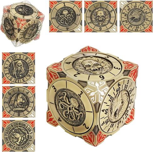 Spinner DND Dice, Rotating Metal Dice Set with 3D Relief Design, Cool Premium Polyhedral RPG Dice for Tabletop Games & Dungeons & Dragons Players(Black Nickel Red) in Saudi Arabia