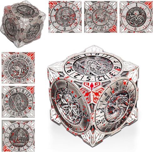 Spinner DND Dice, Rotating Metal Dice Set with 3D Relief Design, Cool Premium Polyhedral RPG Dice for Tabletop Games & Dungeons & Dragons Players(Black Nickel Red) in Saudi Arabia