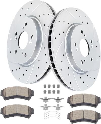 Acinoparts Front Brake Kit for Ford Fusion Mazda 6 Lincoln MKZ Zephyr Mercury Milan Drilled and Slotted Disc Brake Rotors and Ceramic Brakes Pads in Saudi Arabia
