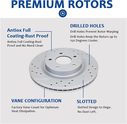 Acinoparts Front Brake Kit for Ford Fusion Mazda 6 Lincoln MKZ Zephyr Mercury Milan Drilled and Slotted Disc Brake Rotors and Ceramic Brakes Pads in Saudi Arabia