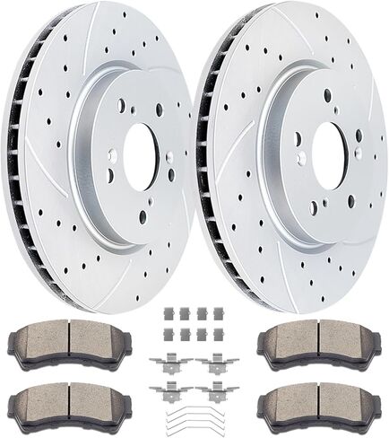 Acinoparts Front Brake Kit for Ford Fusion Mazda 6 Lincoln MKZ Zephyr Mercury Milan Drilled and Slotted Disc Brake Rotors and Ceramic Brakes Pads in Saudi Arabia