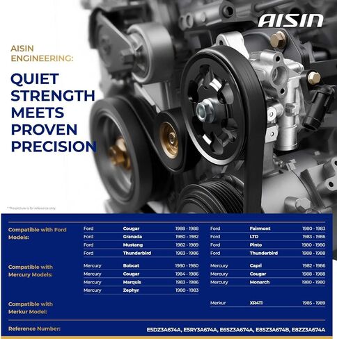 AISIN AFTERMARKET PSPAZ-00129 مضخة توجيه كهربائية - متوافقة مع Ford Mustang 1982-1989، Cougar 1988، Fairmont 1980-1983، Granada 1980-1982، LTD 1983-1986، Pinto 1980، Thunderbird 1983-1986 1988 in Kuwait