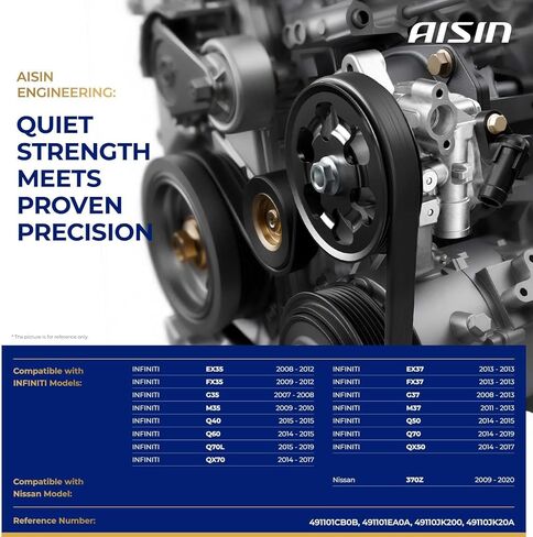 AISIN AFTERMARKET PSPN-00437 Power Steering Pump - Compatible with Nissan 370Z, INFINITI EX35, EX37, FX35, FX37, G35, G37, M35, M37, Q40, Q50, Q60, Q70, Q70L, QX50, QX70 - V6 3.5L 3.7L in Kuwait