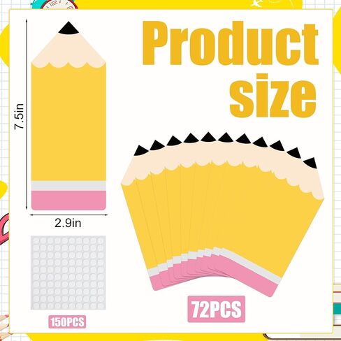 72 PCS Pencil Cutouts Pencil Name Tags for Classroom Bulletin Board Back to School Decorations Pencils Paper Cut Outs with Glue Points for Teacher Student School Chalkboard Locker Wall Door Decor in Saudi Arabia