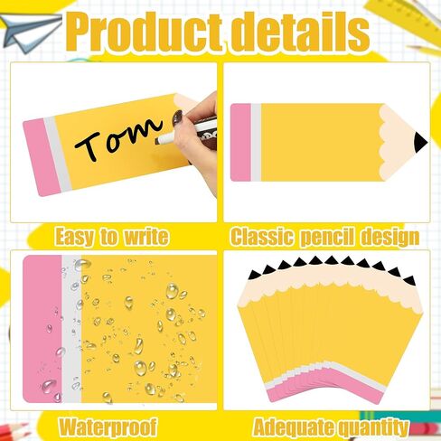 72 PCS Pencil Cutouts Pencil Name Tags for Classroom Bulletin Board Back to School Decorations Pencils Paper Cut Outs with Glue Points for Teacher Student School Chalkboard Locker Wall Door Decor in Saudi Arabia