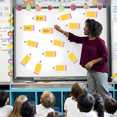 72 PCS Pencil Cutouts Pencil Name Tags for Classroom Bulletin Board Back to School Decorations Pencils Paper Cut Outs with Glue Points for Teacher Student School Chalkboard Locker Wall Door Decor in Saudi Arabia