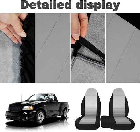 2Pcs 60/40 Cloth High Back Bench Seat Cover Fit for Ford Ranger XLT Front 1998 1999 2000 2001 2002 2003 Without Console Cover Gray in Saudi Arabia
