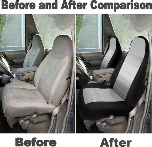 2Pcs 60/40 Cloth High Back Bench Seat Cover Fit for Ford Ranger XLT Front 1998 1999 2000 2001 2002 2003 Without Console Cover Gray in Saudi Arabia
