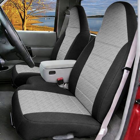 2Pcs 60/40 Cloth High Back Bench Seat Cover Fit for Ford Ranger XLT Front 1998 1999 2000 2001 2002 2003 Without Console Cover Gray in Saudi Arabia