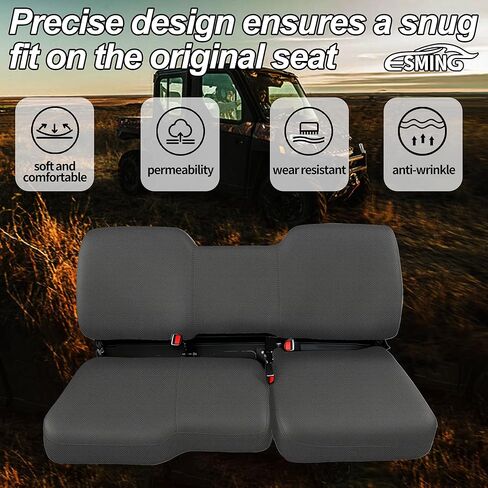 ESMING 1680D UTV Seat Covers for Polaris Ranger 1000 2020 2021 2022 2023 2024 2025 for Polaris Ranger XP 1000 2017 2018 2019 2020 2021 protector accessories, Waterproof Heavy Duty Oxford Fabric -Black in Saudi Arabia