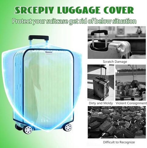 Luggage Cover Clear PVC Suitcase Covers for Luggage Suitcase Cover Protectors Waterproof Luggage Covers for Suitcase Tsa Approved Luggage Cover Protector 24inch (28inch) in Kuwait