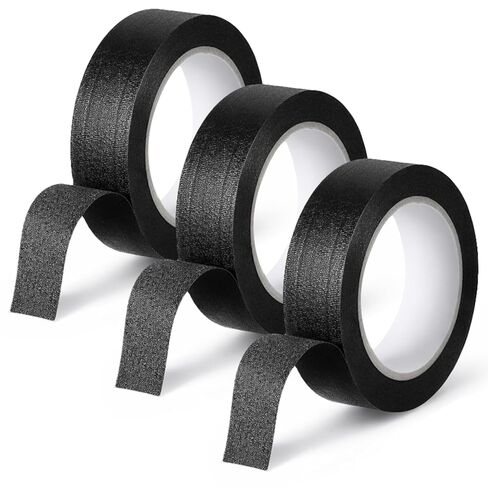 Ymapinc 3 Rolls Black Washi Tape Set 33Yds, 0.59Inx11Yds Thin Craft Masking Scrapbooking Tape, Decorative Tapes Pack, Washi Tapes for Scrapbooking/Book/DIY Craft/Journal/Gift Wrapping Art in Kuwait