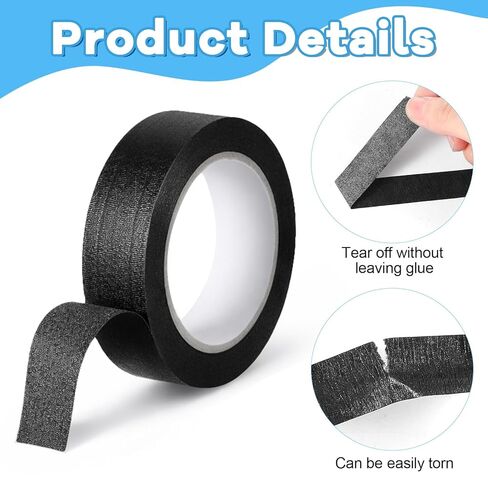 Ymapinc 3 Rolls Black Washi Tape Set 33Yds, 0.59Inx11Yds Thin Craft Masking Scrapbooking Tape, Decorative Tapes Pack, Washi Tapes for Scrapbooking/Book/DIY Craft/Journal/Gift Wrapping Art in Kuwait