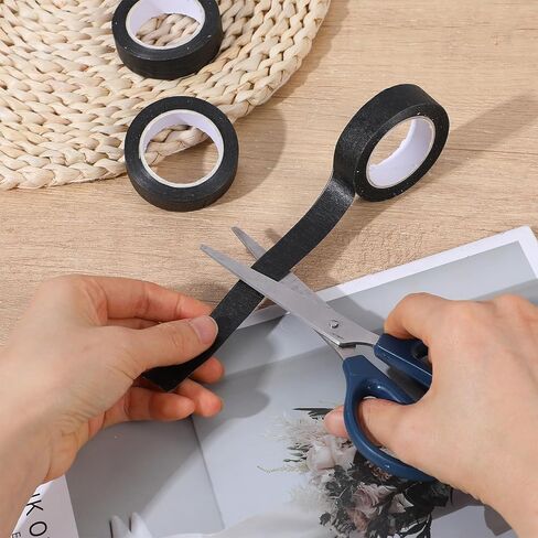 Ymapinc 3 Rolls Black Washi Tape Set 33Yds, 0.59Inx11Yds Thin Craft Masking Scrapbooking Tape, Decorative Tapes Pack, Washi Tapes for Scrapbooking/Book/DIY Craft/Journal/Gift Wrapping Art in Kuwait