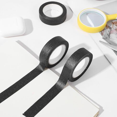 Ymapinc 3 Rolls Black Washi Tape Set 33Yds, 0.59Inx11Yds Thin Craft Masking Scrapbooking Tape, Decorative Tapes Pack, Washi Tapes for Scrapbooking/Book/DIY Craft/Journal/Gift Wrapping Art in Kuwait