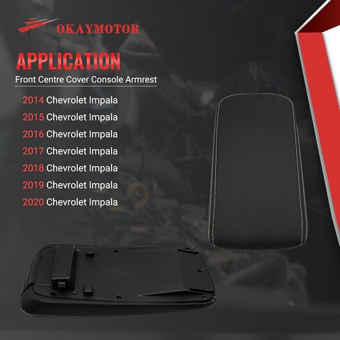 OKAY MOTOR 84422490 Front Centre Cover Console Armrest for 2014-2020 Chevrolet Impala, Center Console Cover Black Leather 23108288 in Kuwait