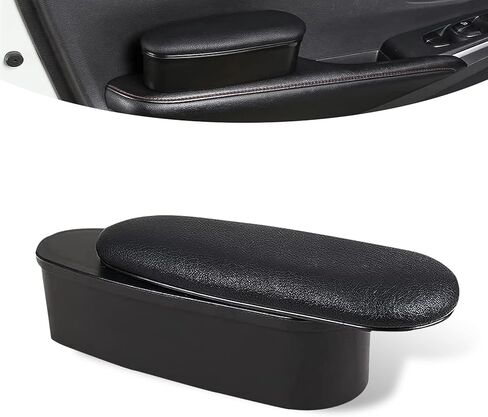 Car Armrest Support Left Elbow Pad, Retractable Elbow Support Pad with Storage Box, Adjustable Comfort Driver Arm Rest Cushion, Self-adhesive Interior Accessory for Cars (Black) in Saudi Arabia
