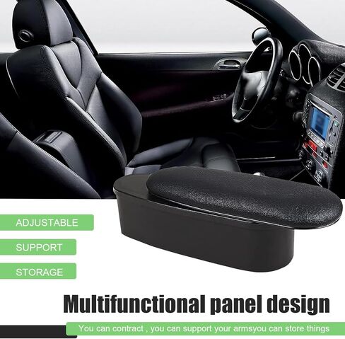Car Armrest Support Left Elbow Pad, Retractable Elbow Support Pad with Storage Box, Adjustable Comfort Driver Arm Rest Cushion, Self-adhesive Interior Accessory for Cars (Black) in Saudi Arabia